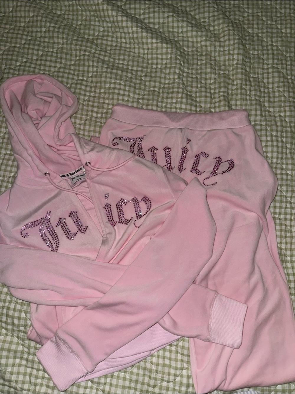 Juicy Couture Light Pink Rhinestone Logo Hoodie & Sweatpants Set